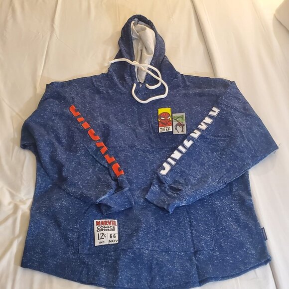 Marvel Spirit Jersey Blue Spiderman 60th Anniversary Hoodie - Size Large - NWT - Picture 2 of 7